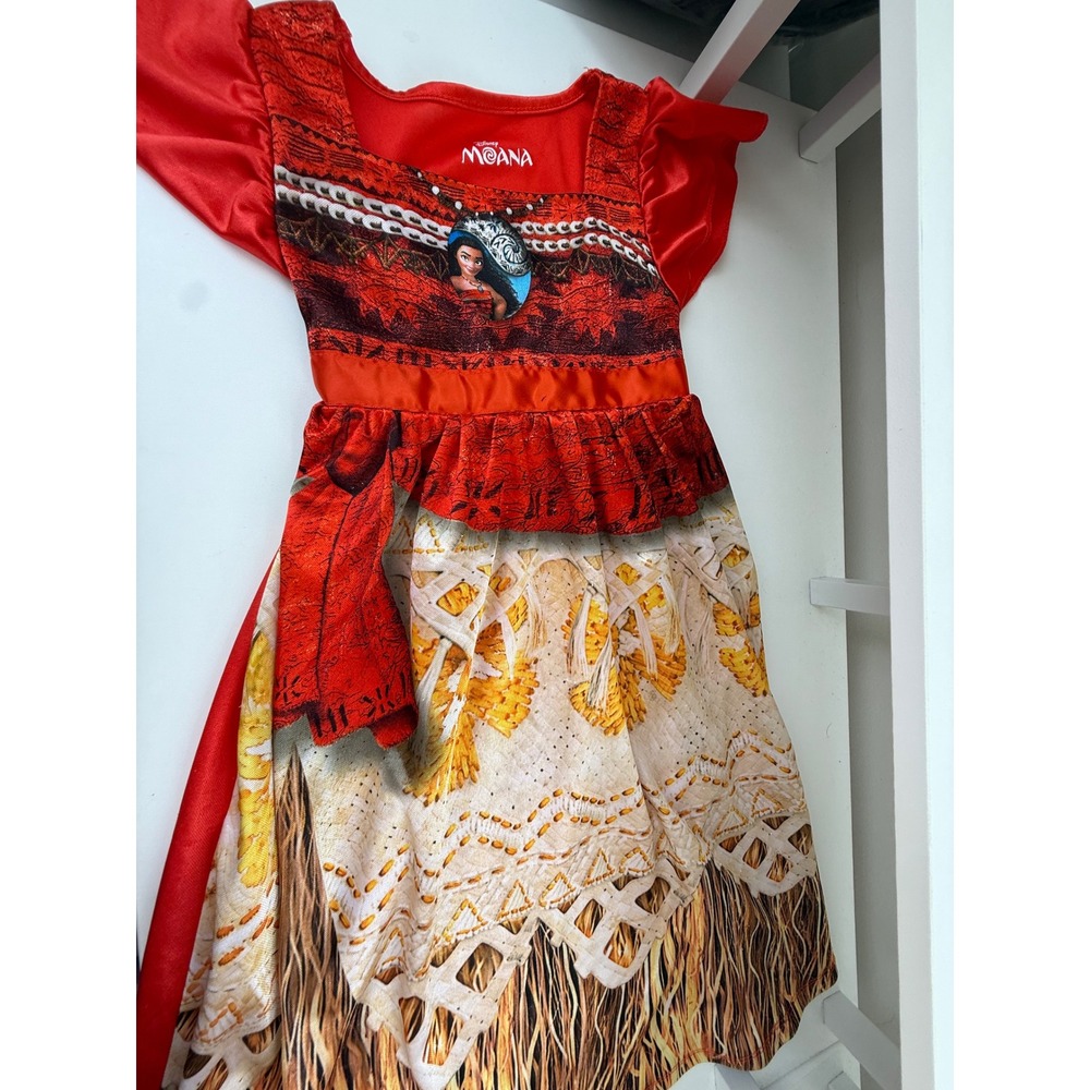 Disney Moana Nightgown Girls 4T Red Ruffle Sleepwear Dress Heart of Te Fiti